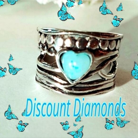 Heart Shaped Fire Opal Ring on 925 SterlingSilver - Picture 1 of 5